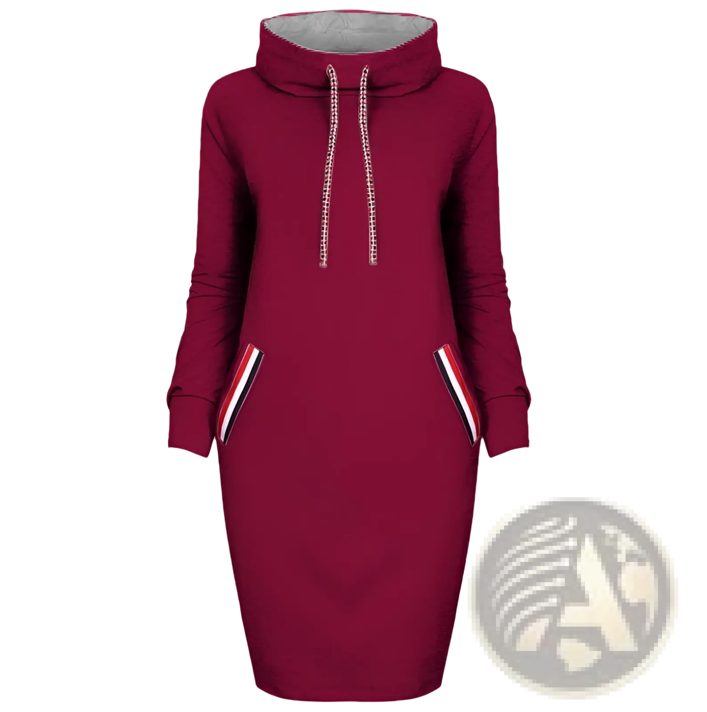 Women's Long Sleeve High Collar Hooded Midi Dress