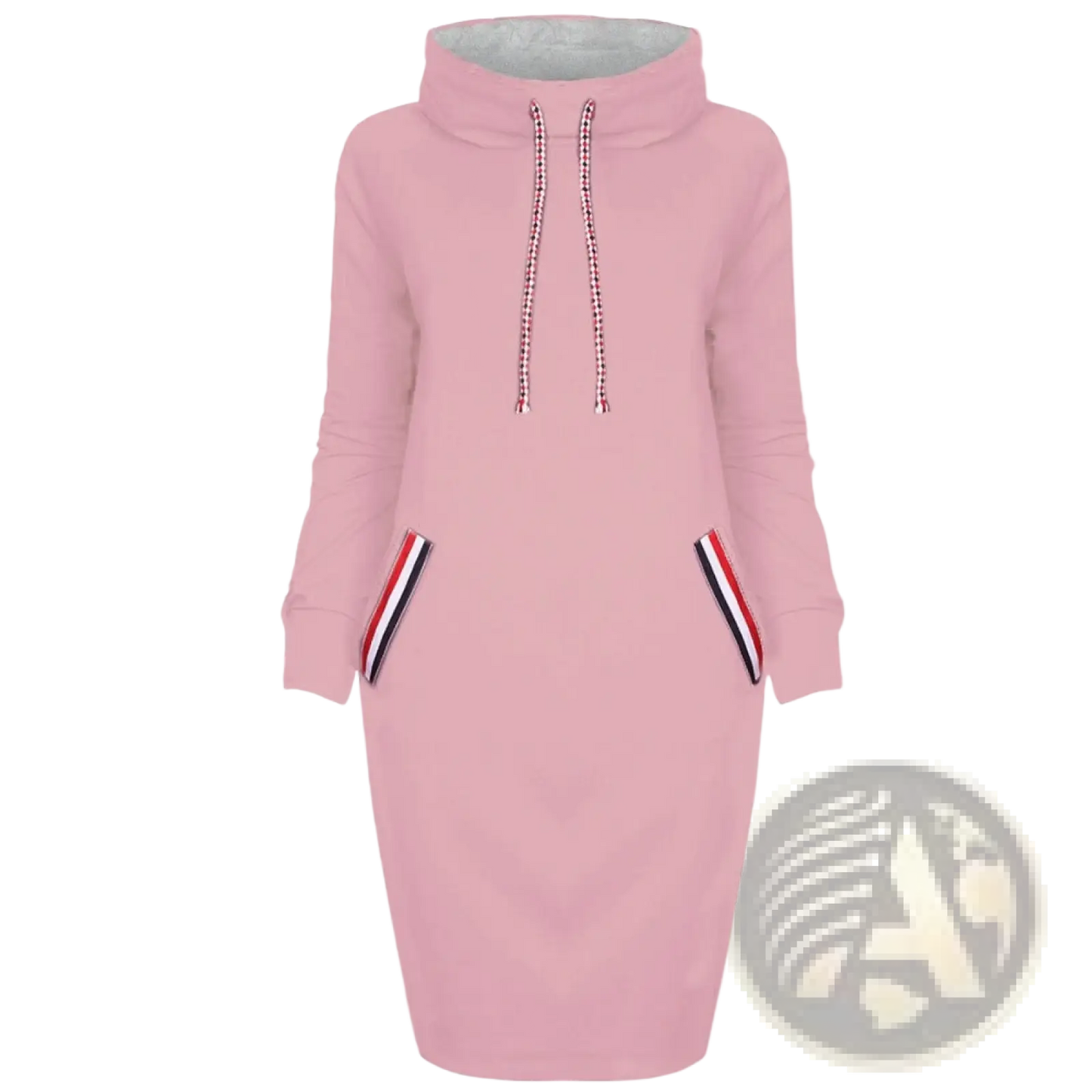 Women's Long Sleeve High Collar Hooded Midi Dress