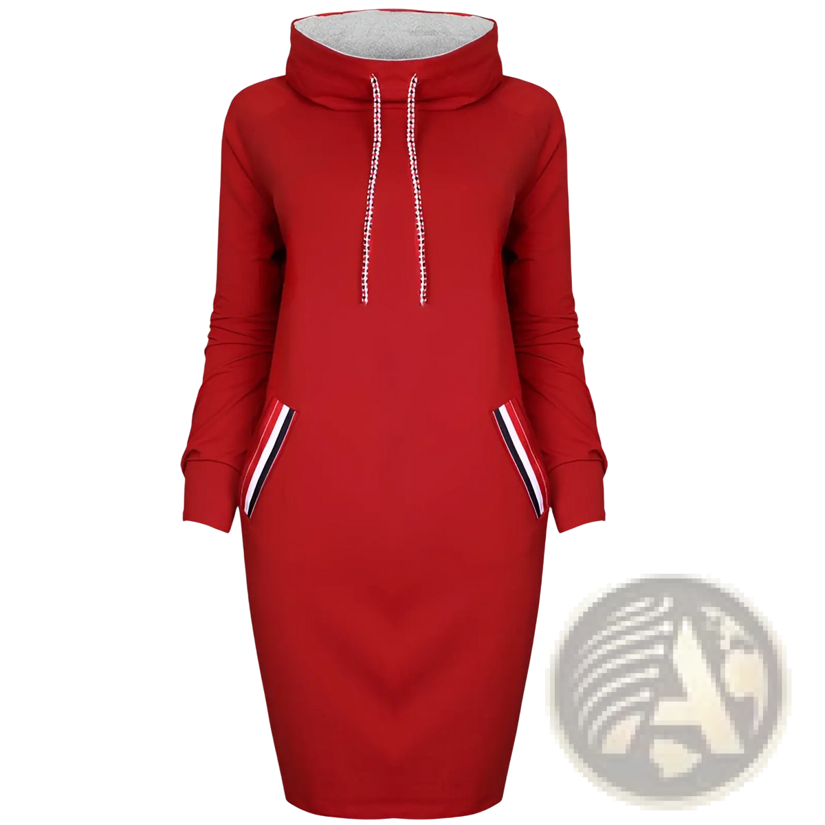 Women's Long Sleeve High Collar Hooded Midi Dress