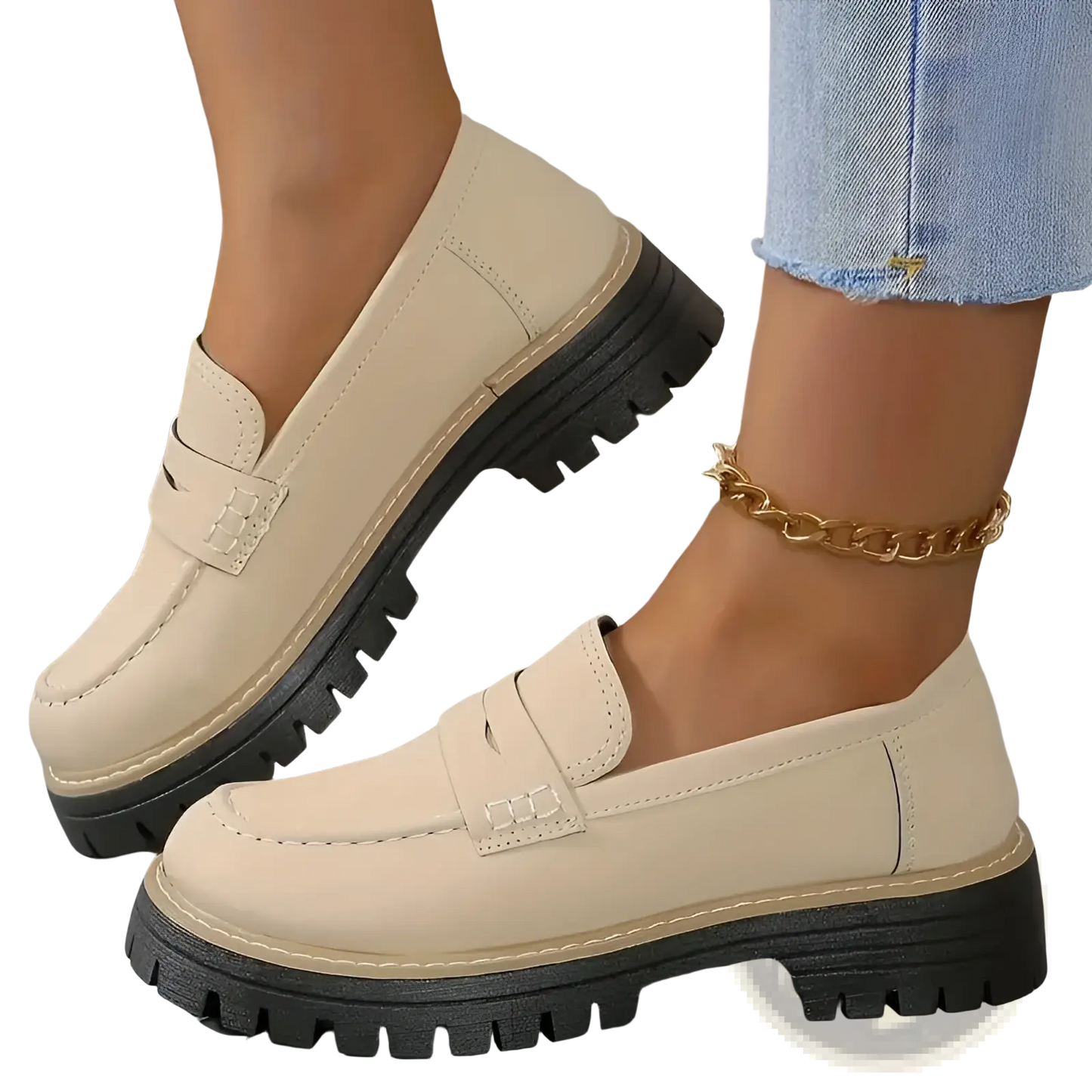 Women's Platform Suede Loafers Casual Leather Shoes