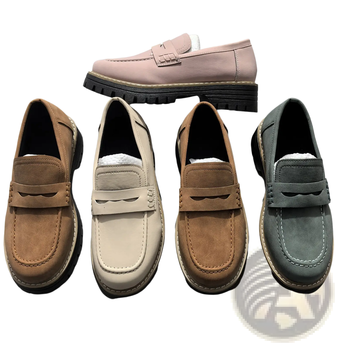 Women's Platform Suede Loafers Casual Leather Shoes