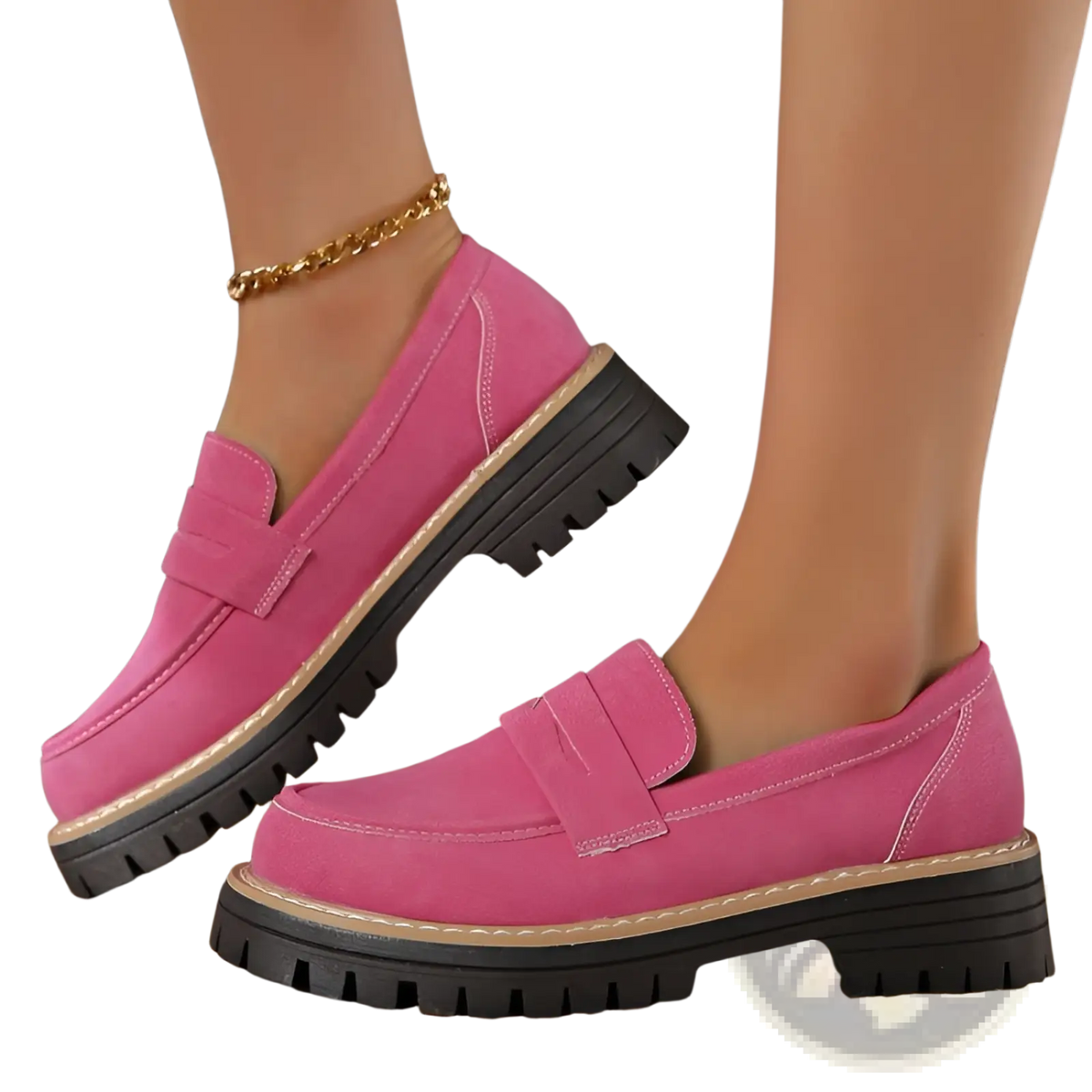 Women's Platform Suede Loafers Casual Leather Shoes