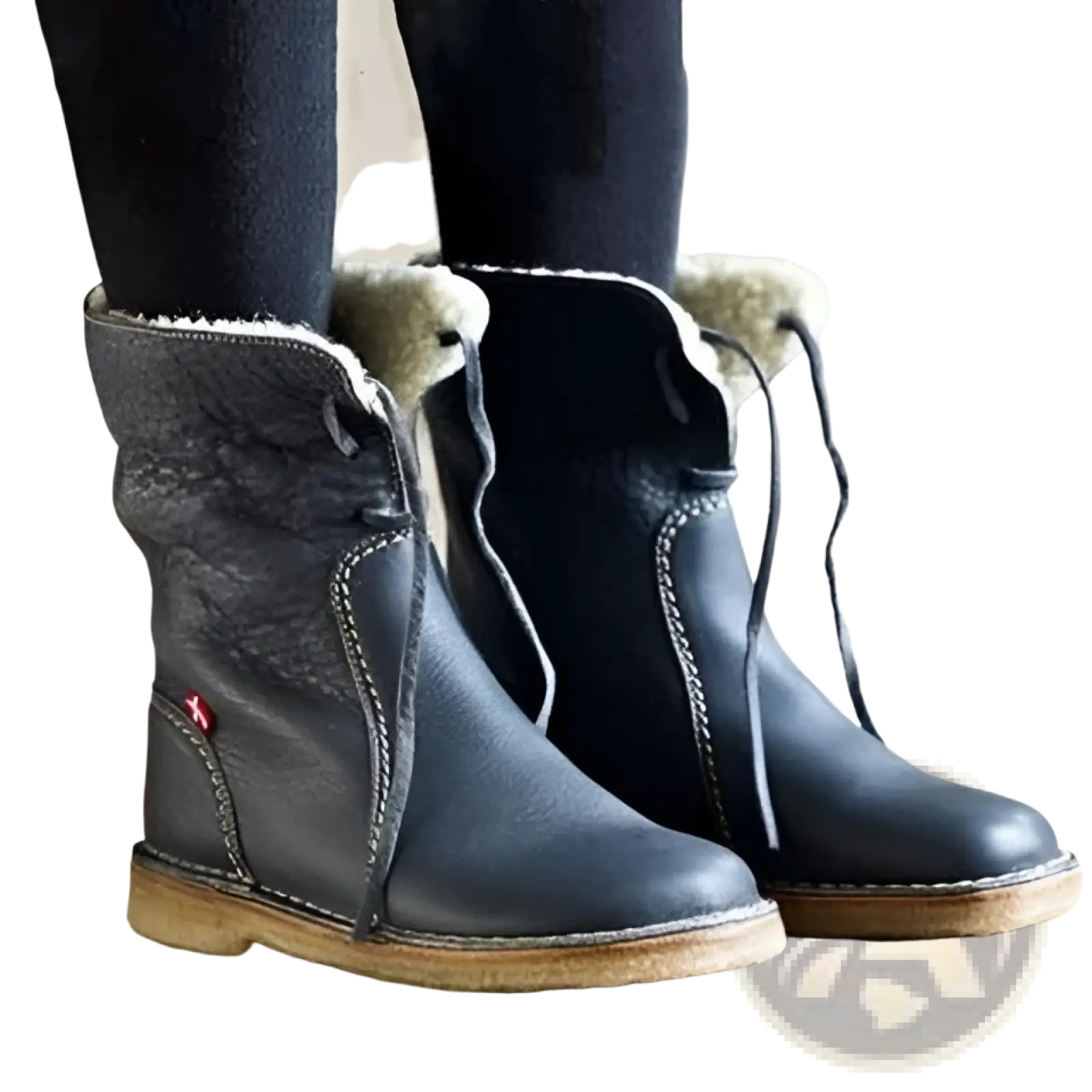 Women's Shearling Lined Leather Martin Boots