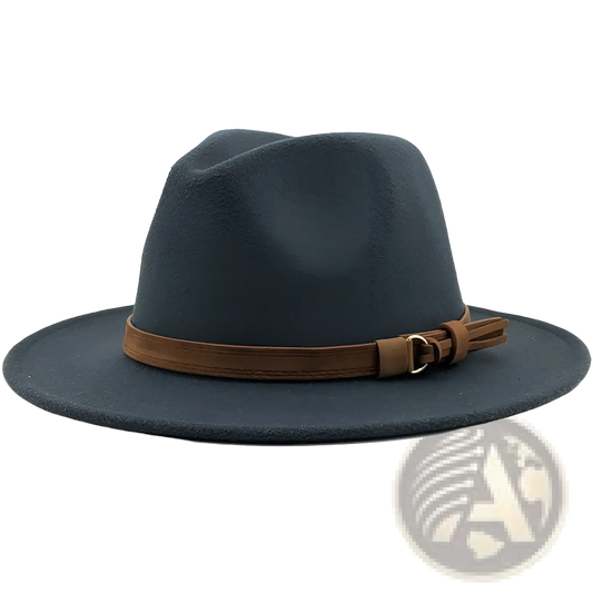 Wool Fedora Hat with Leather Belt