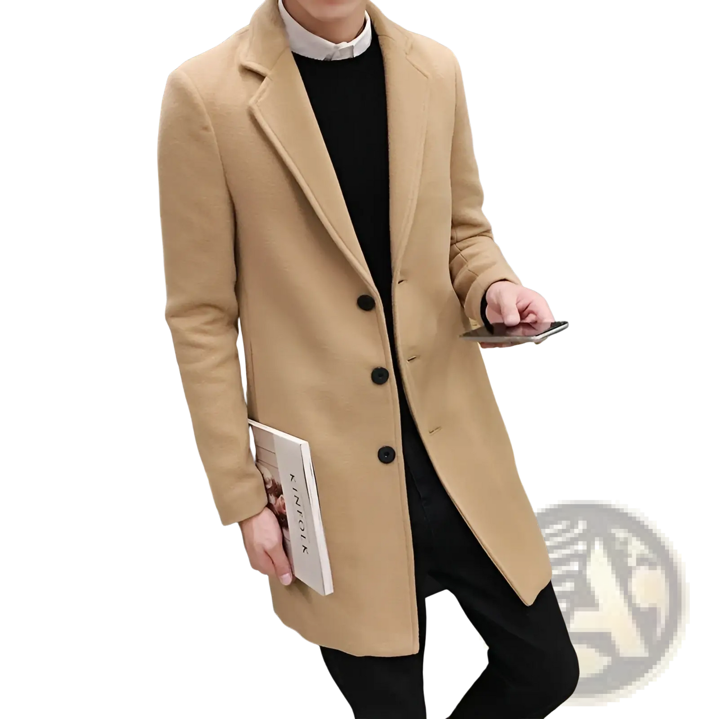 Woolen Mens Slim Fit Trench Coat Grey