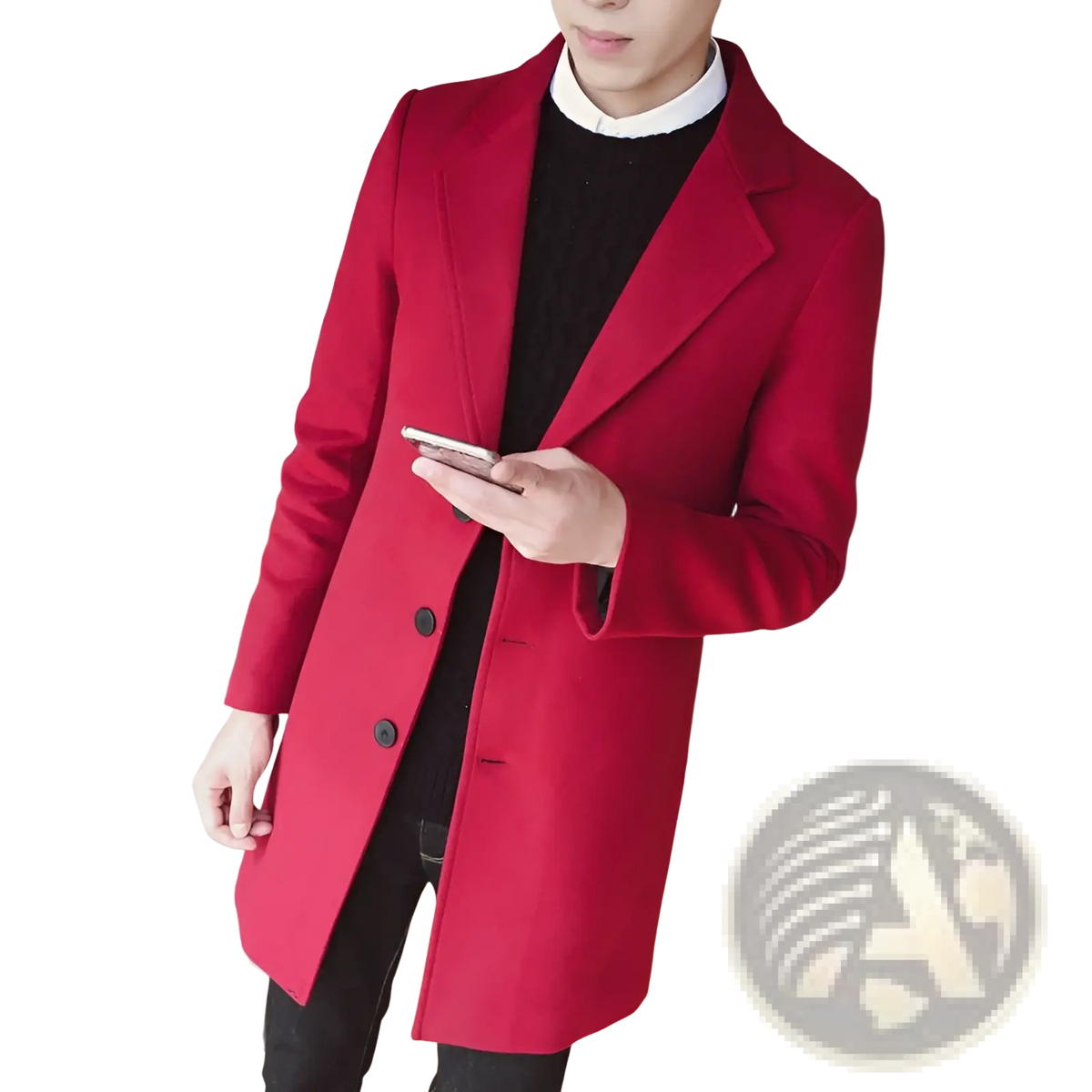 Woolen Mens Slim Fit Trench Coat Grey