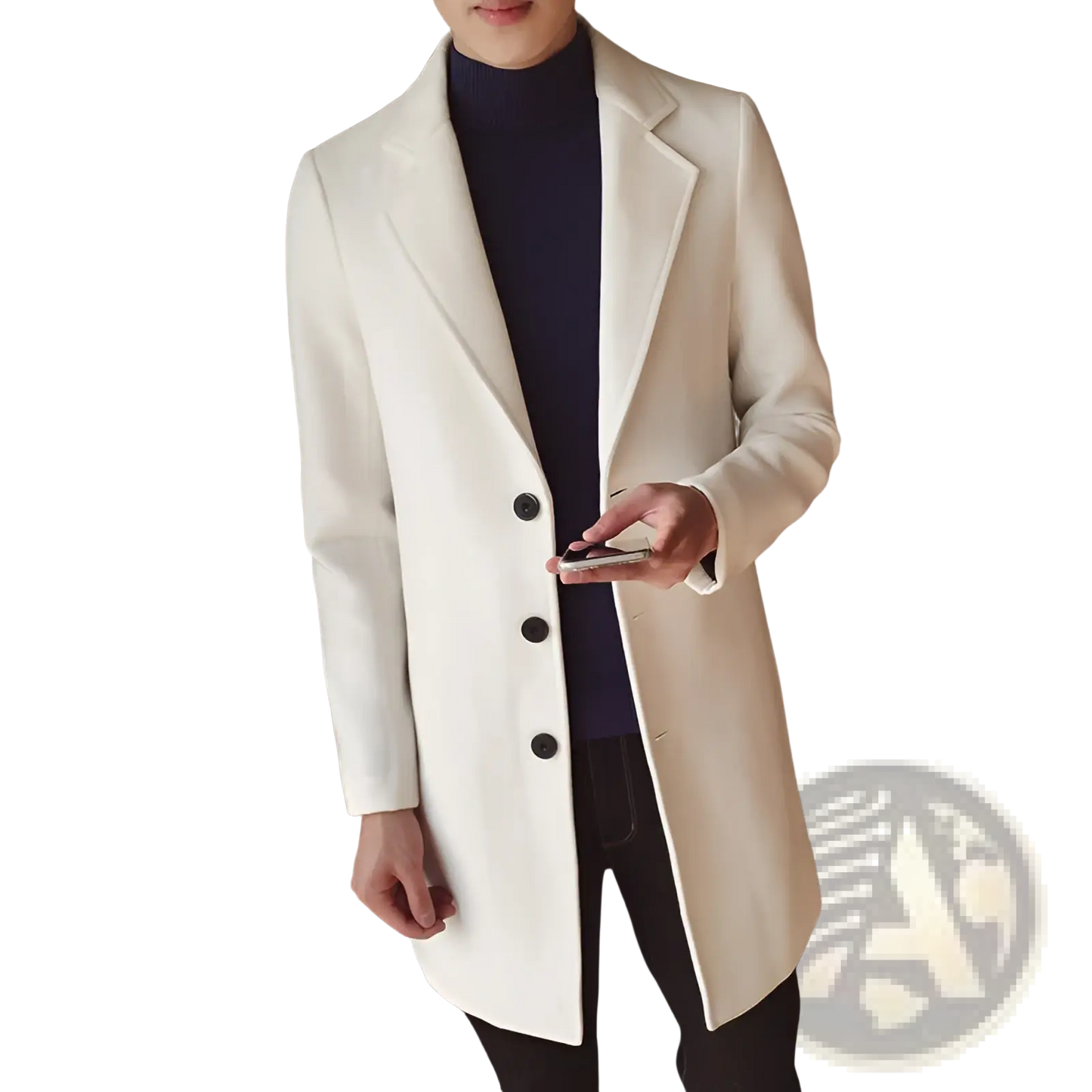 Woolen Mens Slim Fit Trench Coat Grey