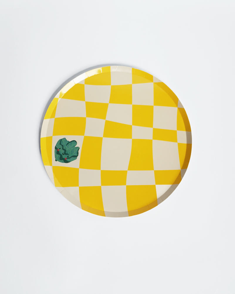 Little Chef Checkered Party Plates (9 Inch, 12 Count) | Kids Cooking Birthday Party Supplies | Colorful Checkerboard Paper Plates